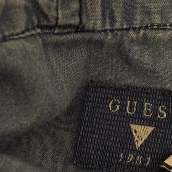 Guess Blue Embroidered  hoodie light Jean Jacket Sz S - Picture 2 of 8